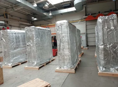 Preparation for overseas packaging - corrosion protection, desiccants, and vacuum packing in aluminum foil