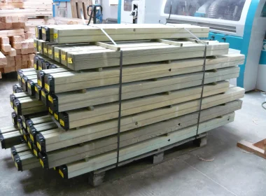 Pressure-treated wooden structures for garden and outside construction use